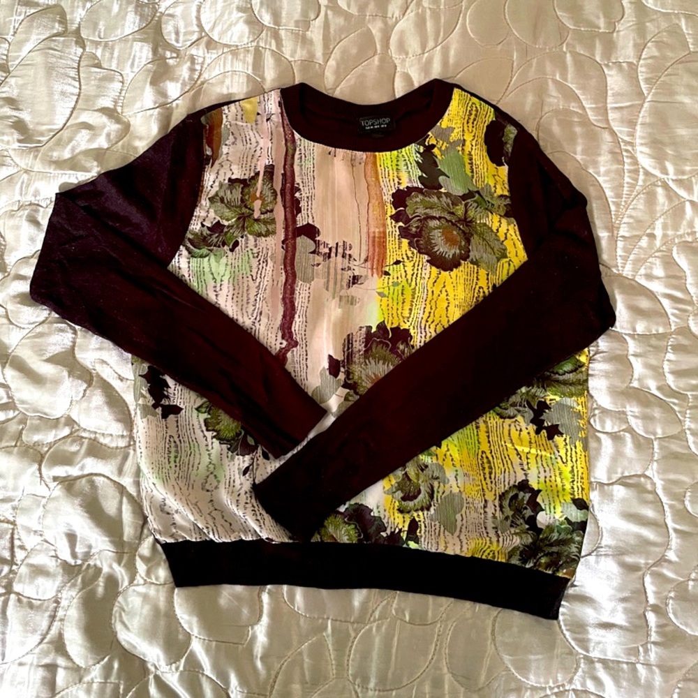TOPSHOP Light Floral Fall Sweater size 8